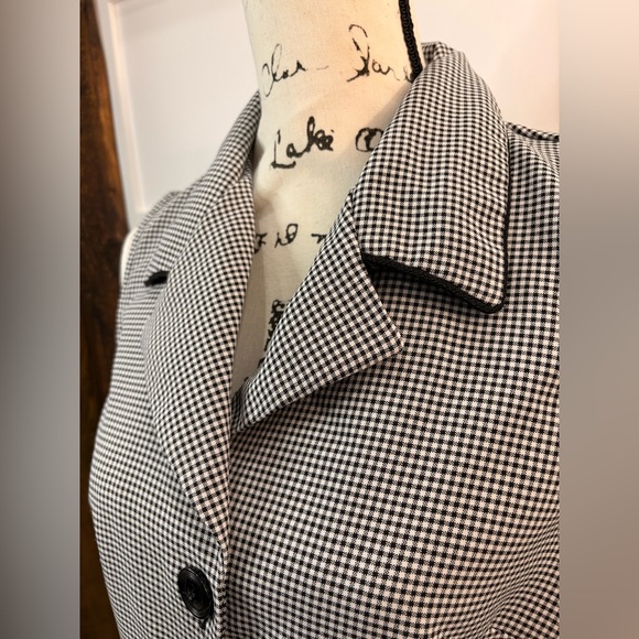 Lisa Jo Women's Sleeveless Top 11/12 Black White Check Button-Up Fitted Blouse - Picture 2 of 8